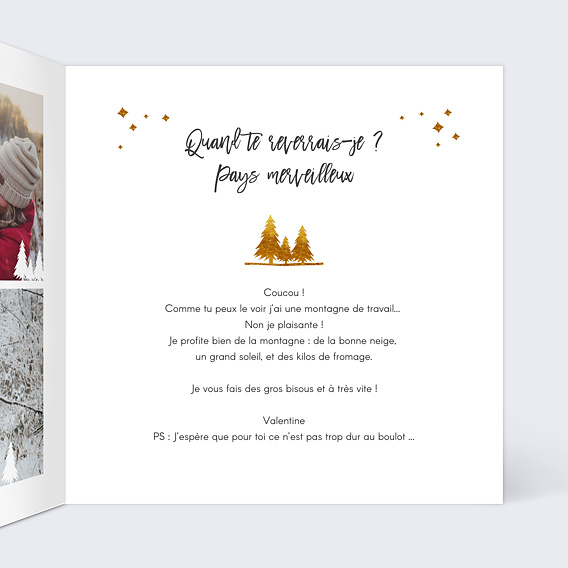 Carte postale Hiver Cadre Photo Sapins Intérieur Droit