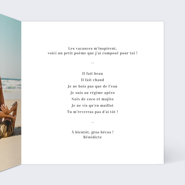 Carte Postale Hello Summer Intérieur Droit