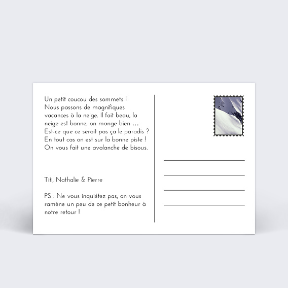 Carte postale Multiphotos 6 Photos Neige Verso