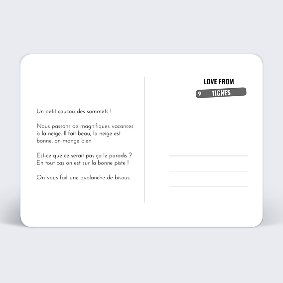 Carte postale Triptyque Vacances d'Hiver Verso