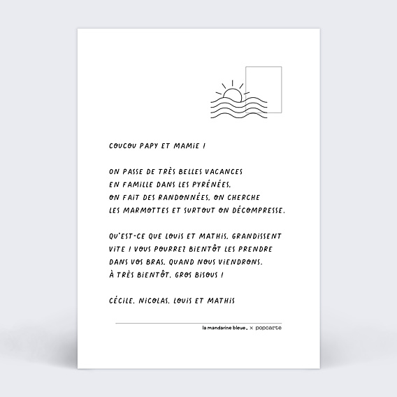 Carte Postale La Mandarine Bleue x Popcarte - Randonnée