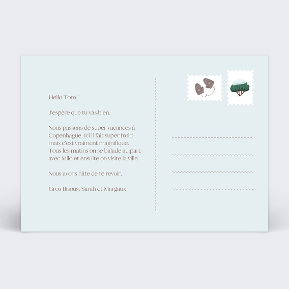 Carte postale Hiver entre amis Verso