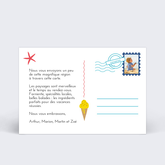 Carte postale Mer Verso