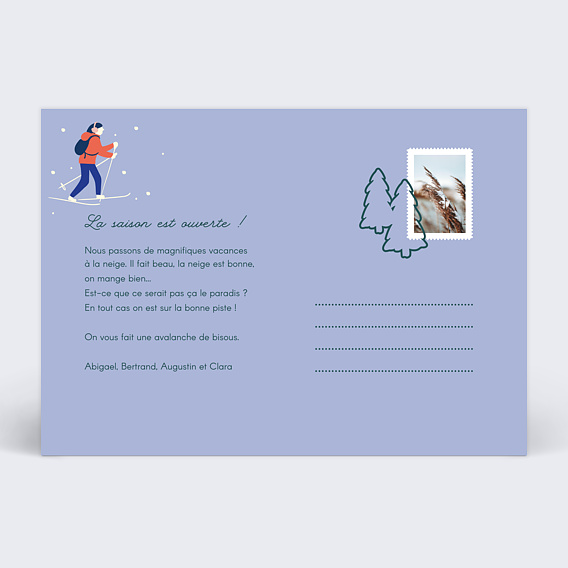 Carte postale Motif Skieur Verso