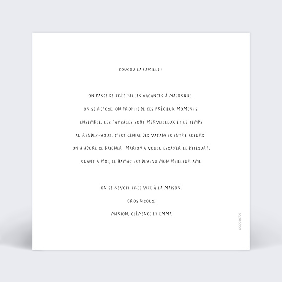 Carte postale Bandeaux photo Verso