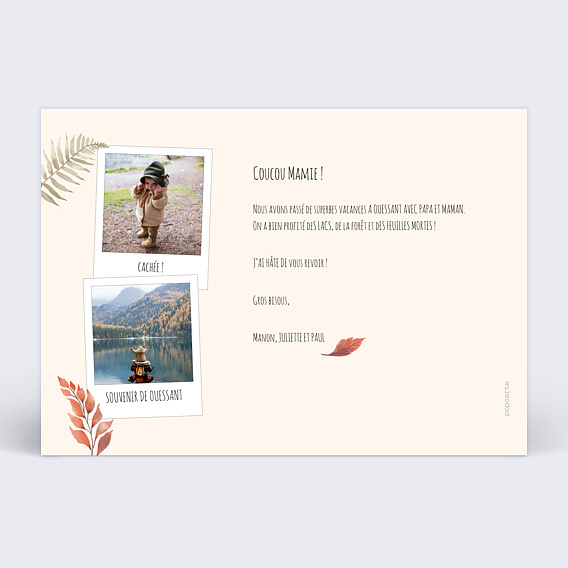 Carte postale Feuilles d’Automne Verso