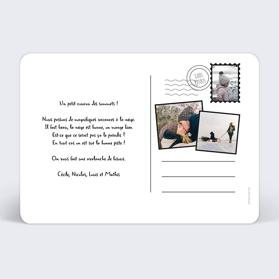 Carte postale Évasion Montagnes Verso