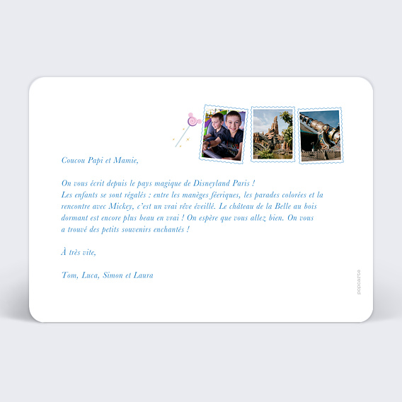 Carte postale Disneyland Paris Verso
