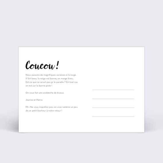 Carte postale Grand cadre blanc d'hiver Verso