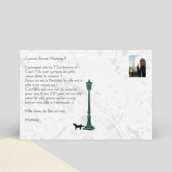 Carte postale Typographie Paris Verso