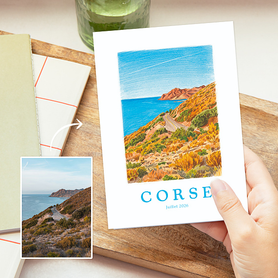 Carte Postale Votre photo en dessin crayonné