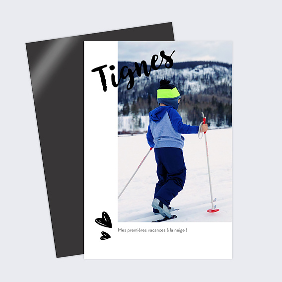 Carte postale Hiver Cadre Blanc Avec Coeur