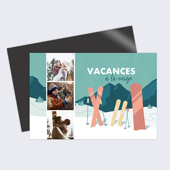 Carte postale Illustration Hiver Ski