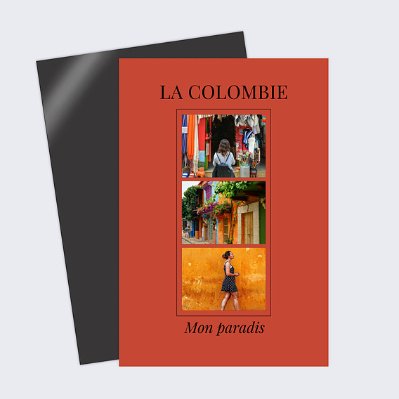 Carte postale Multiphoto fond rouge