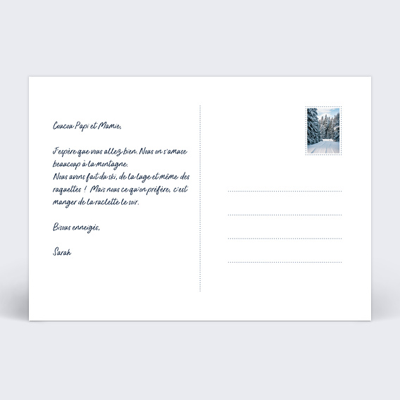 Carte postale Masque de Ski Verso