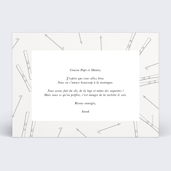 Carte postale Paire de Skis Verso