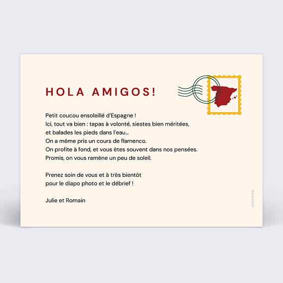 Carte postale Maps Espagne Verso