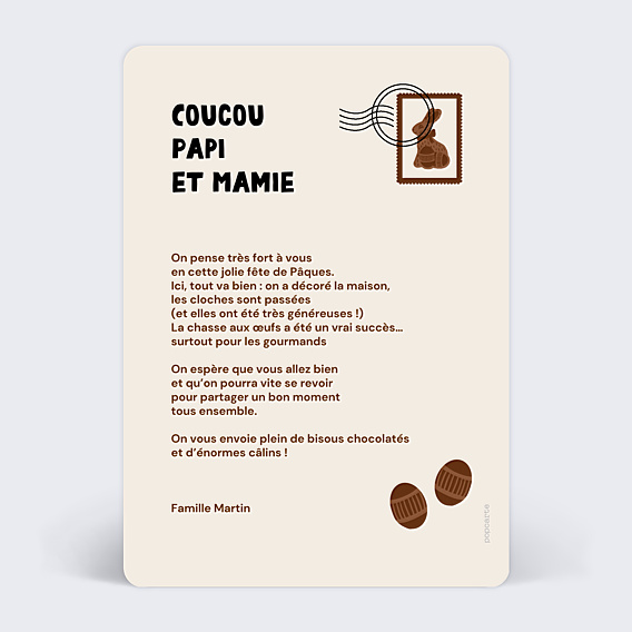 Carte Postale Lapin en Chocolat