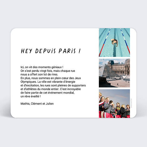 Carte postale Jeux Olympiques Verso