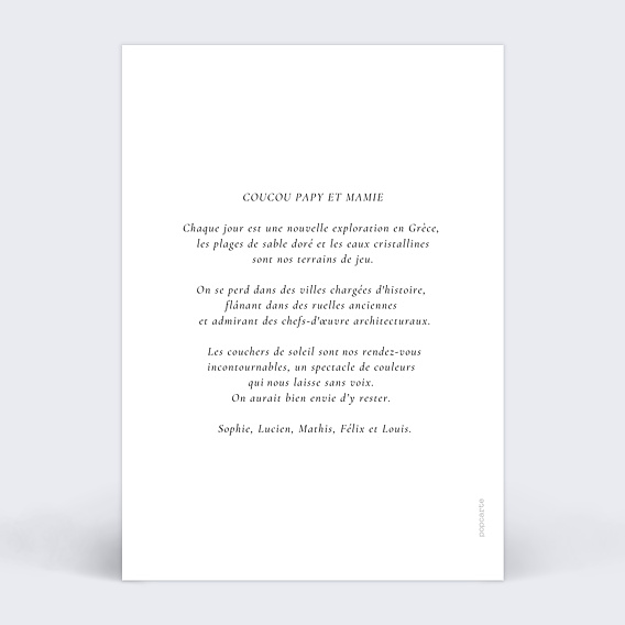 Carte postale Voyage en famille Verso