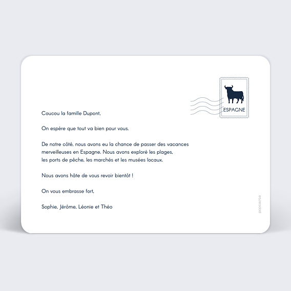 Carte postale Étiquette Espagne Verso