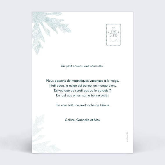 Carte postale Flocons Bleus Verso