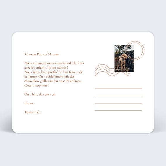 Carte postale Automne animaux Verso