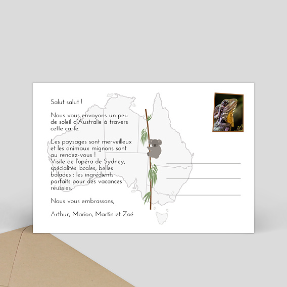 Carte postale Typographie Australie Verso