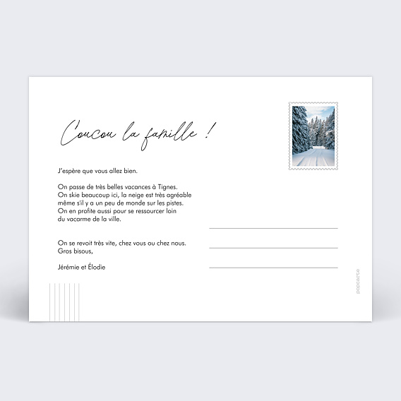 Carte postale Originalité Hiver Verso