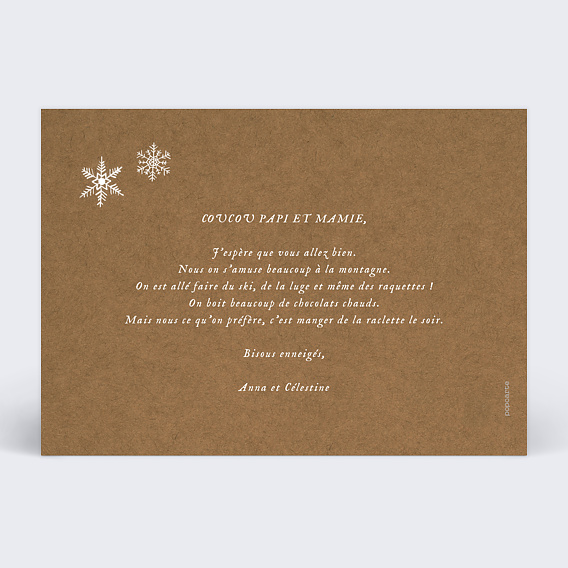 Carte postale Flocons Verso