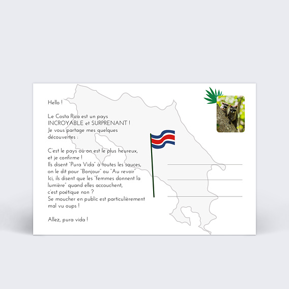 Carte postale Costa Rica Verso