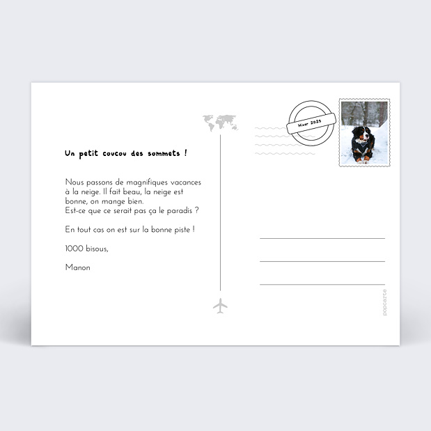 Carte Postale Itinéraire d'Hiver Verso