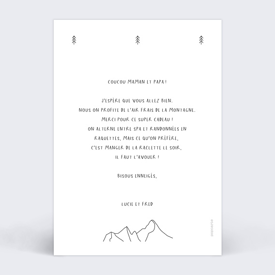 Carte postale Montagnes Verso