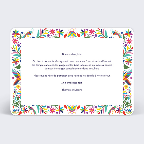 Carte postale Motif Mexicain Verso
