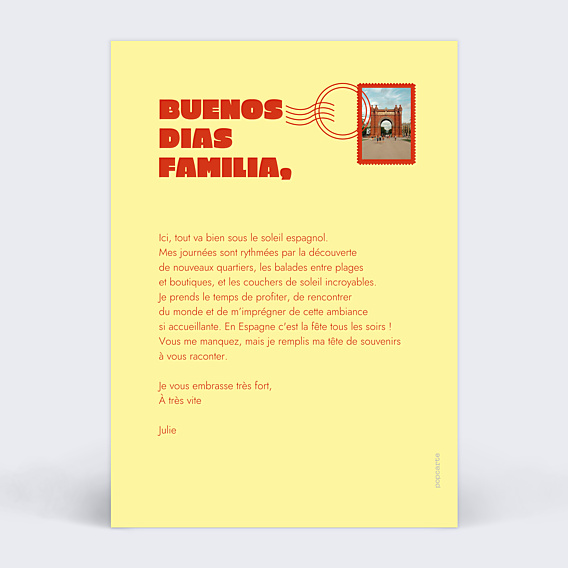 Carte Postale Typo évasion jaune