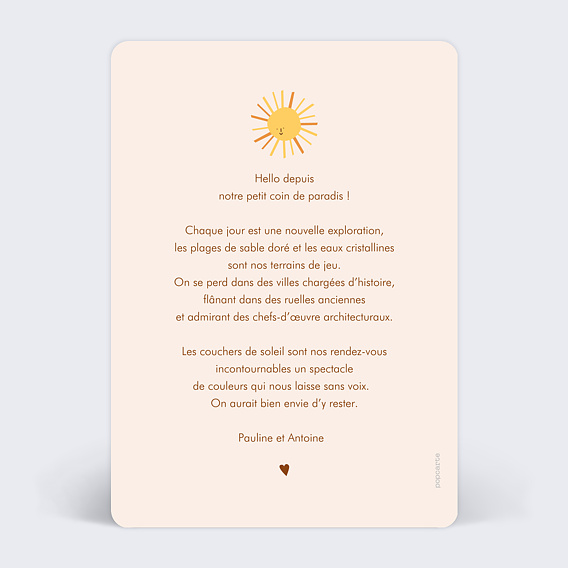 Carte postale Sous le Soleil Verso