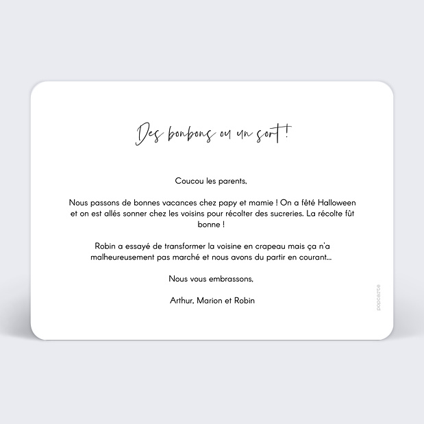 Carte Postale Charme Classique Halloween Verso