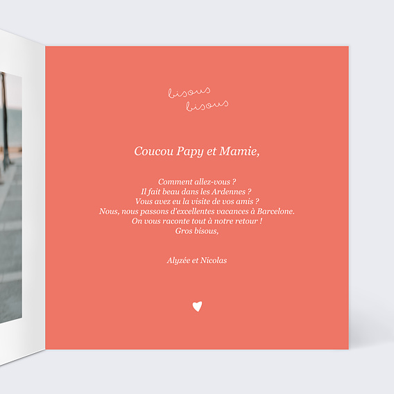 Carte postale Livraison de Bisous Intérieur Droit