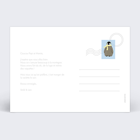 Carte Postale Pingouin Enneigé