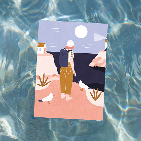 Carte postale La Mandarine Bleue x Popcarte - Randonnée Après 2