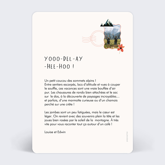 Carte postale Pêle-mêle de la montagne Verso