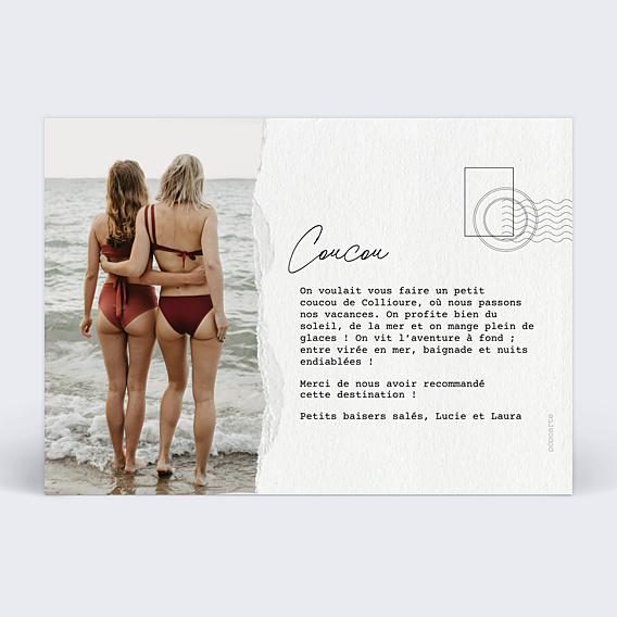 Carte Postale Papier Déchiré