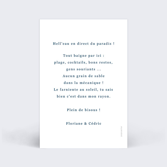 Carte postale Caractère Verso