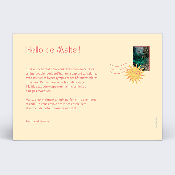 Carte Postale Motif Soleil