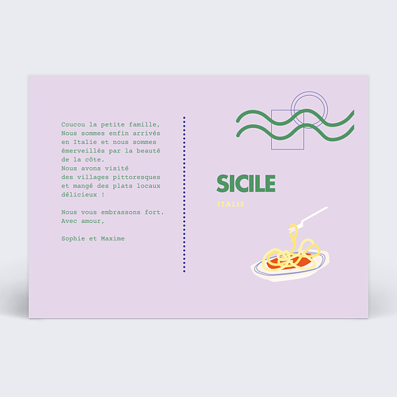 Carte postale Funky Lilas Verso