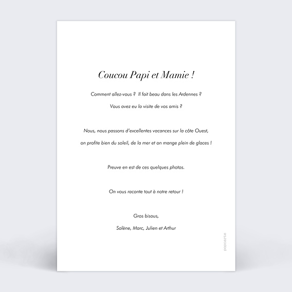 Carte postale Charme Classique Portrait Verso