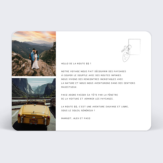 Carte postale Road Trip en Voiture Verso