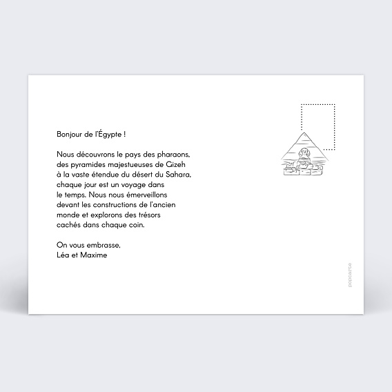 Carte postale Pyramide de Gyzeh Verso