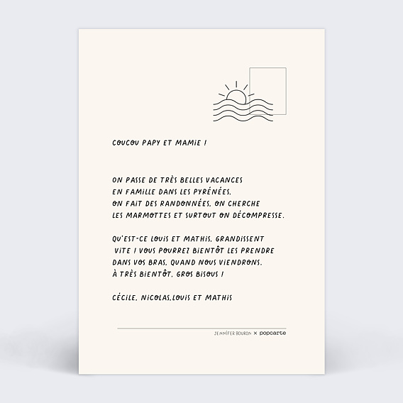 Carte postale Jennifer Bouron x Popcarte - Petits Plaisirs Verso