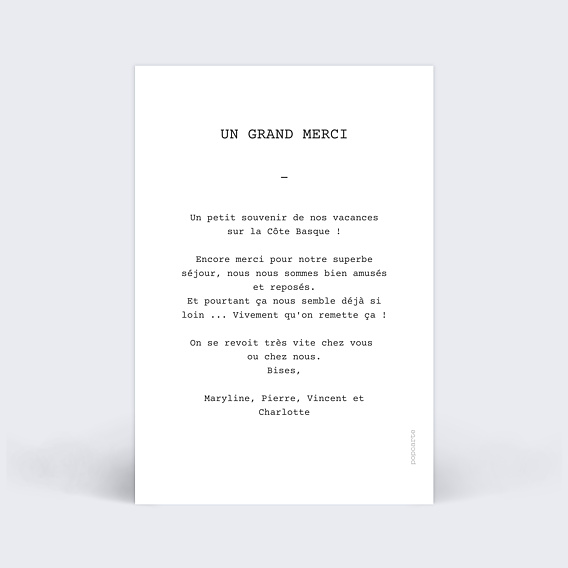 Carte postale Polaroid Simple Verso